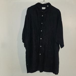 Zanetti Black Floral men's 2XL button-down linen shirt